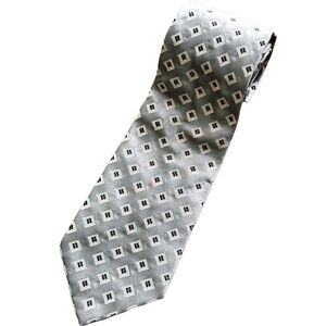 Vintage 70s Mondo di Marco Geometric Diamond Grid Disco Rockabilly Silk Tie VTG